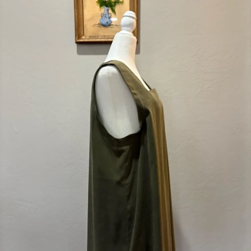Decorated Originals Olive Green Sleeveless Midi Dress – Embroidered Hem LG - Picture 11 of 13